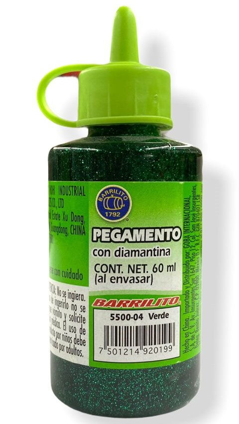Adhesivo c/Diamantina Gliter 5500-04 Verde 23g Barrilito® 5500-24 [Pieza]