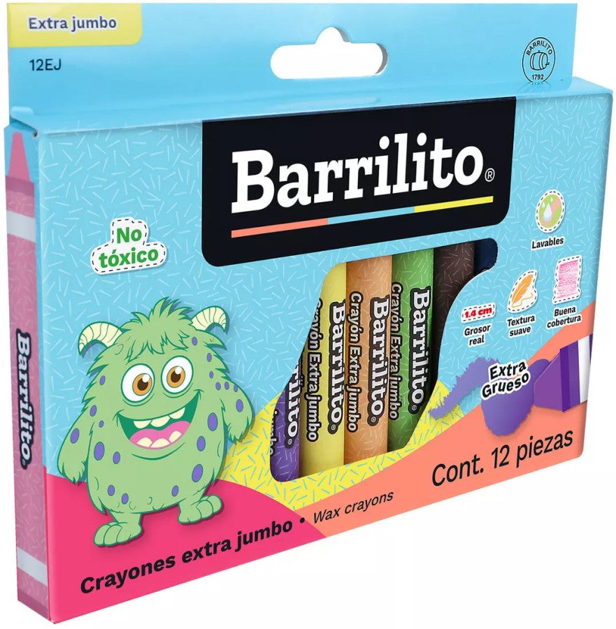 Crayón Jumbo Extra Escolar Colores Est.c/12 Barrilito® 12EJ [Estuche] 7501214914556 2