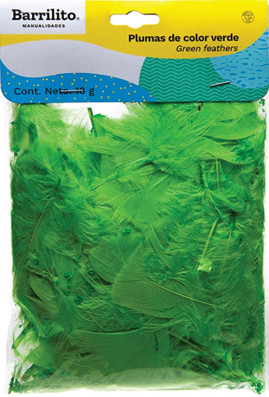 Pluma de Ave 18g Verde Barrilito® F142V Bolsa 7501214960058 01