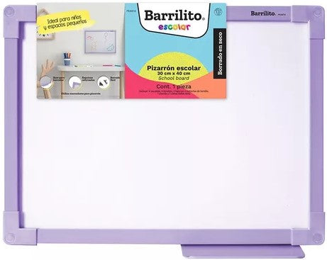 Pizarrón Blanco Escolar Lila 30×40cm Barrilito® PE8814 Pieza 7501214988144 01