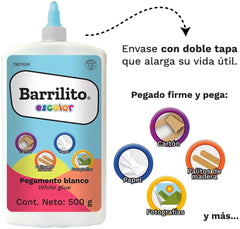 Adhesivo Escolar Blanco 500g Barrilito® 7801GW Pieza 7501214978015 02