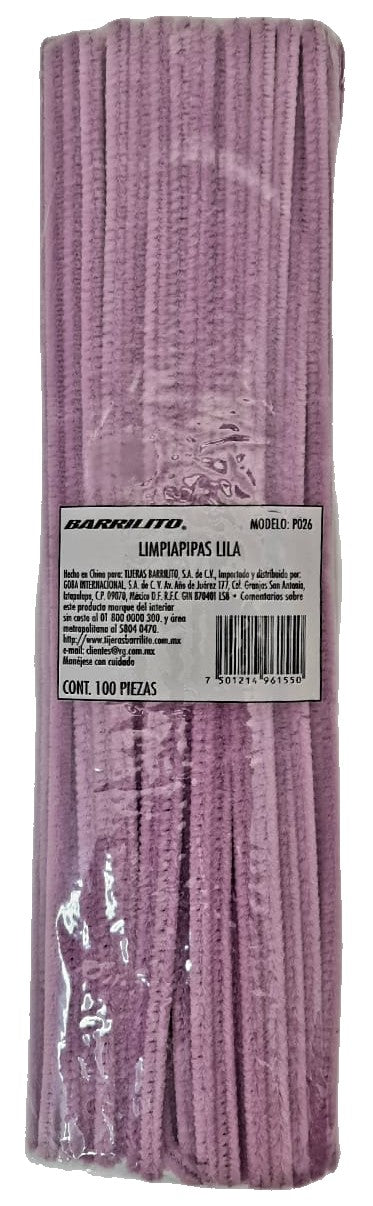 Limpiapipas c/100 Lila 0.6×30cm Barrilito® P026 Pieza 7501214961550 01