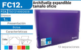 Archifuelle Plástico Expandible 13 Espacios Colores Oficio Barrilito® FC12. Pieza 7501214992608