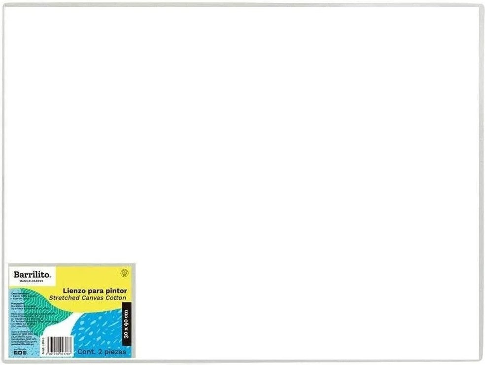 Cartón Forrado c/Tela Lienzo p/Pintar c/2 Blanco 30×40cm Barrilito® L3040 [Pieza] 7501214923787