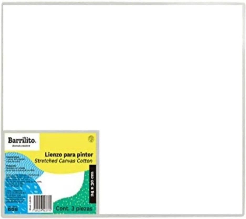 Cartón Forrado c/Tela Lienzo p/Pintar c/3 Blanco 24×30cm Barrilito® L2430 [Pieza] 7501214923770