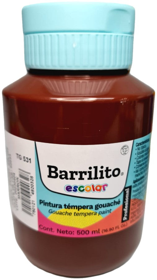 Pintura Témpera Gouaché 500ml Marrón Barrilito® TG531 Contenedor plástico 7501214920328 01