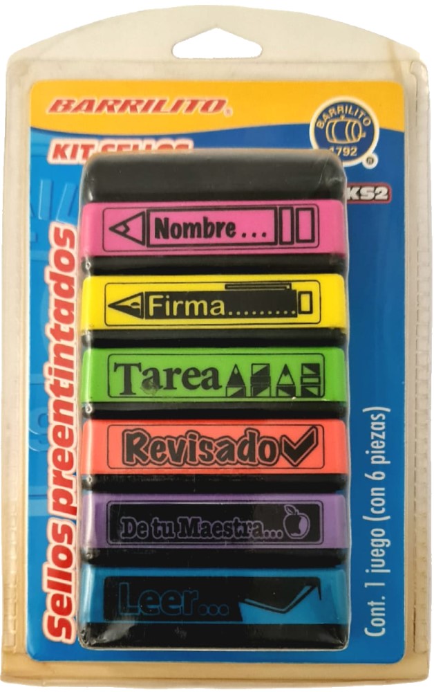 Sellos Preentintados Kit p/Maestros c/6 Barrilito® KS2 [Conjunto] 7501214920892