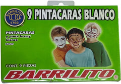 Maquillaje Pinta-Caritas Crayón para Cara/Foamy c/9 Blanco Barrilito® BASE9 [Caja] 7501214961888