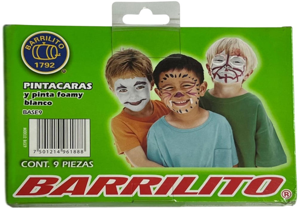 Maquillaje Pinta-Caritas Crayón para Cara/Foamy c/9 Blanco Barrilito® BASE9 [Caja] Imagen secundaria del producto