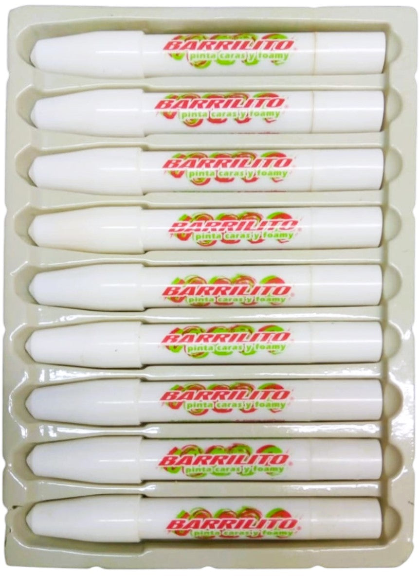 Maquillaje Pinta-Caritas Crayón para Cara/Foamy c/9 Blanco Barrilito® BASE9 [Caja] 7501214961888 3