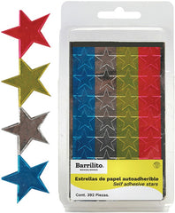 Estrellas de Papel Autoadherible c/392 Colores Metalic Ø 18mm c/u Barrilito® EP392 [Pieza] 7501214927389