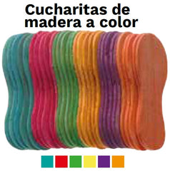 Cucharita c/60 Madera Colores 65×25mm Barrilito® PM65C Bolsa 7501214968429 01
