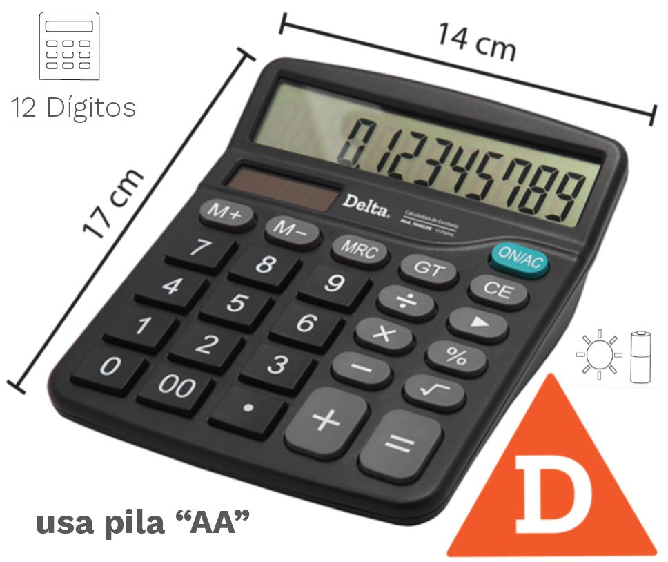Calculadora Escritorio 12 Dígitos 14×17cm Delta® 7808CDE [Pieza] 7501214978084 Imagen principal del producto