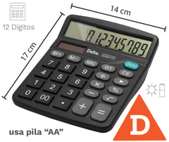 Calculadora Escritorio 12 Dígitos 14×17cm Delta® 7808CDE [Pieza] 7501214978084