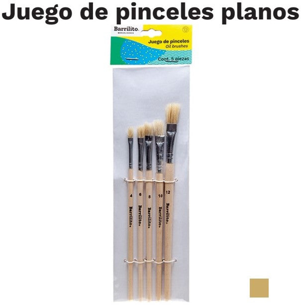 Pincel p/Oleo Kit c/5 Madera Barrilito® KOP5 [Conjunto] 7501214924555