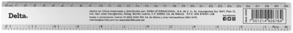 Regla Metálica 30cm Delta® DR30 [Pieza] 7501214926764
