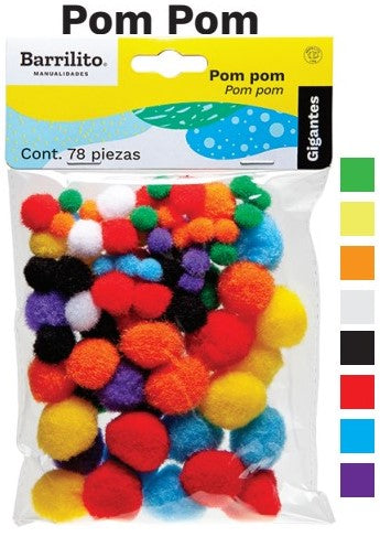 Pom Pom Colores Mediano Barrilito® PM002 [Bolsa] 7501214910336