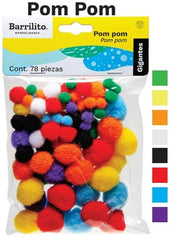 Pom Pom Colores Mediano Barrilito® PM002 [Bolsa] 7501214910336