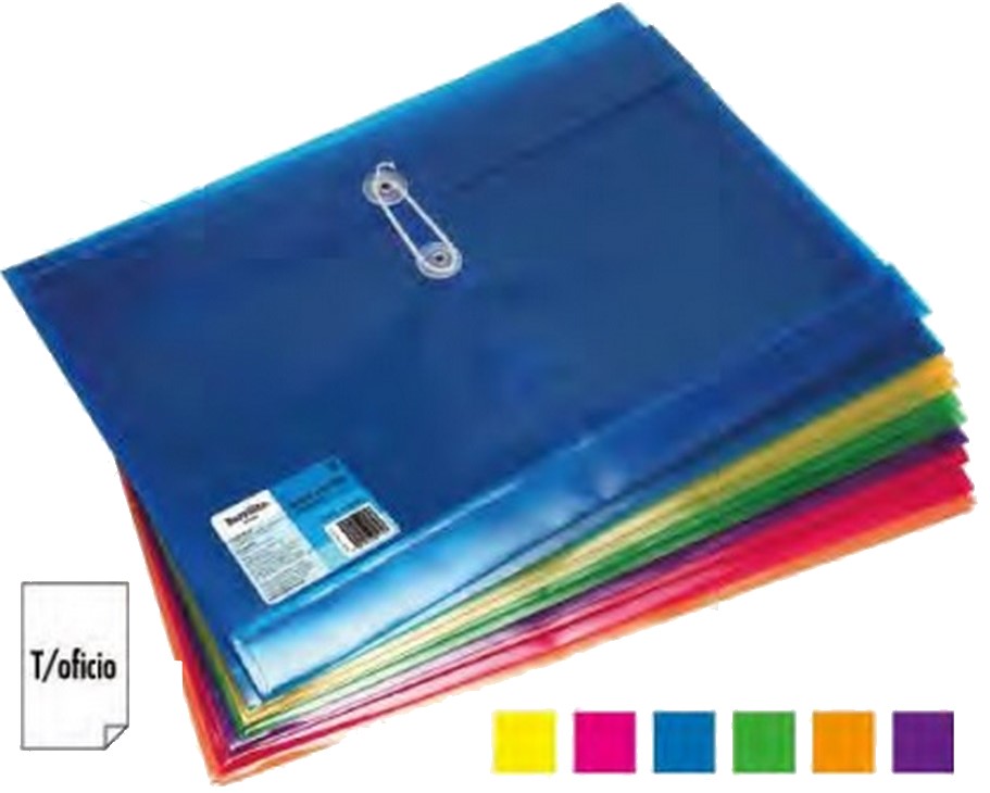 Sobre p/DocumentoPlástico Horizontal c/Hilo ColoresTransluz Oficio Barrilito® 120FCH. [Pieza] 7501214901761
