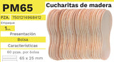 Cucharita c/60 Madera Natural 65×25mm Barrilito® PM65 Bolsa 7501214968412 01