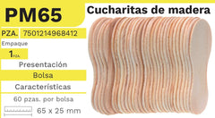 Cucharita c/60 Madera Natural 65×25mm Barrilito® PM65 Bolsa 7501214968412 01