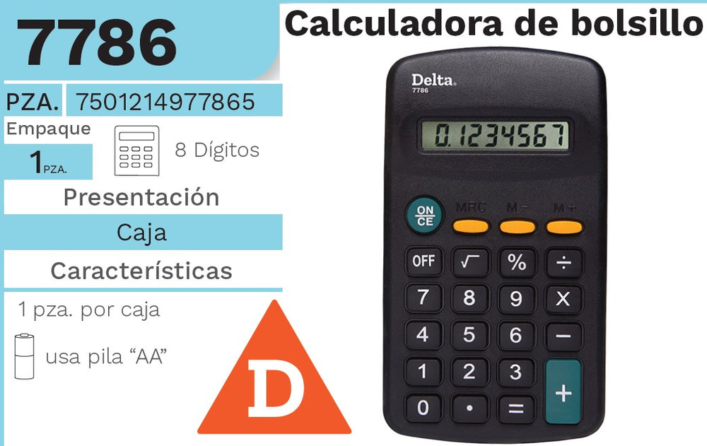 Calculadora Básica Bater. 8 Dígitos Barrilito® 7786 [Pieza] 7501214977865