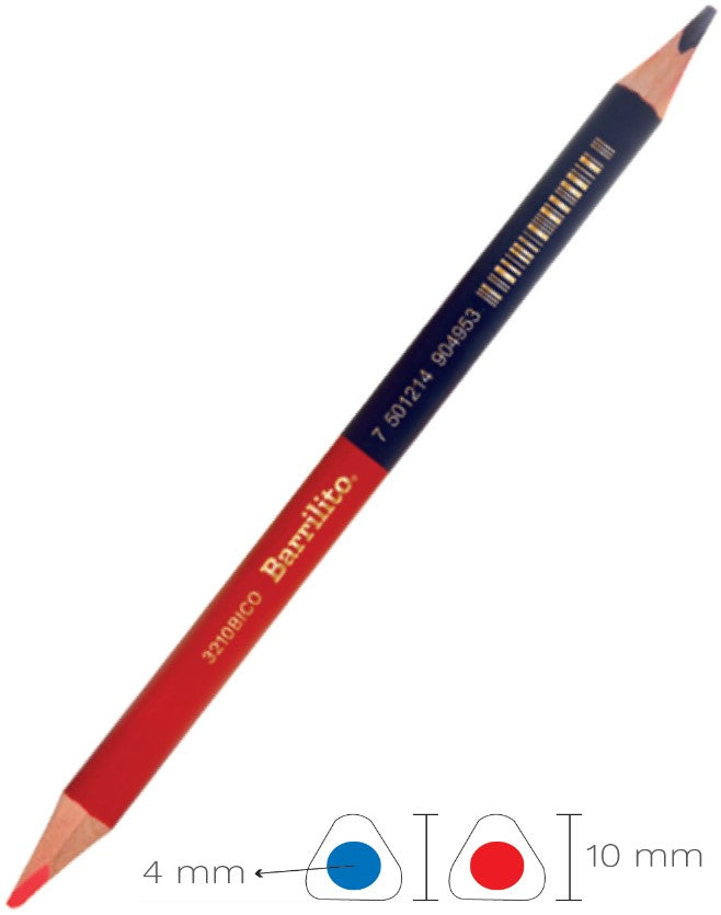 Lápiz Color Triangular Bicolor Jumbo Rojo-Azul Barrilito® 3210BICO [Pieza] 7501214904953