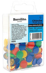 Chinchetas Cabeza forrada d/Plástico Colores c/100 Barrilito® CH09 [Pieza] 7501214922742