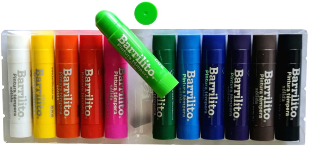 Pintura Témpera Solida En Barra Solida c/12 Colores Barrilito® TEM0590 [Paquete] 7501214905905