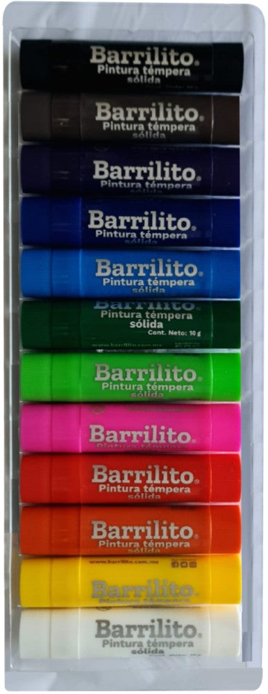 Pintura Témpera Solida En Barra Solida c/12 Colores Barrilito® TEM0590 [Paquete] 7501214905905 2