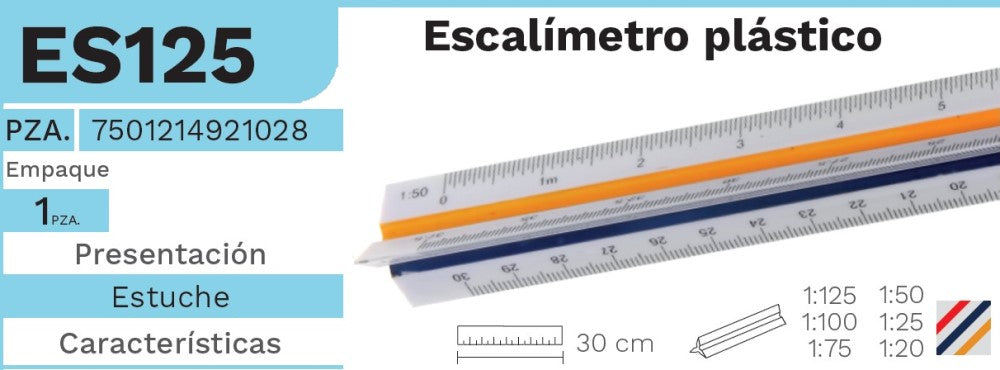 Escalímetro Plástico 30cm Barrilito® ES125 [Pieza] 7501214921028