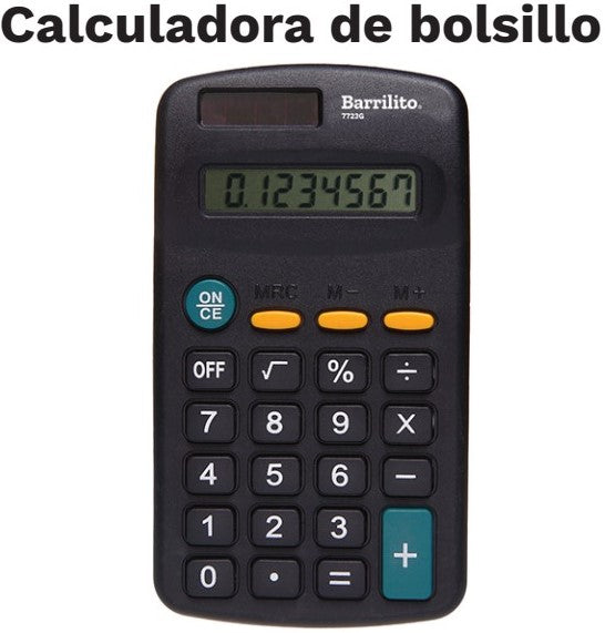 Calculadora Básica Bater. 7723 8 Dígitos Barrilito® 7723G [Pieza] 7501214979579