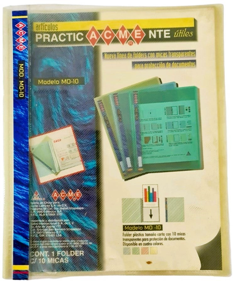 Carpeta PlásticaMultimica Multimicas Carta c/10 Transparente Carta ACME® MO10 [Pieza] 7501214992042