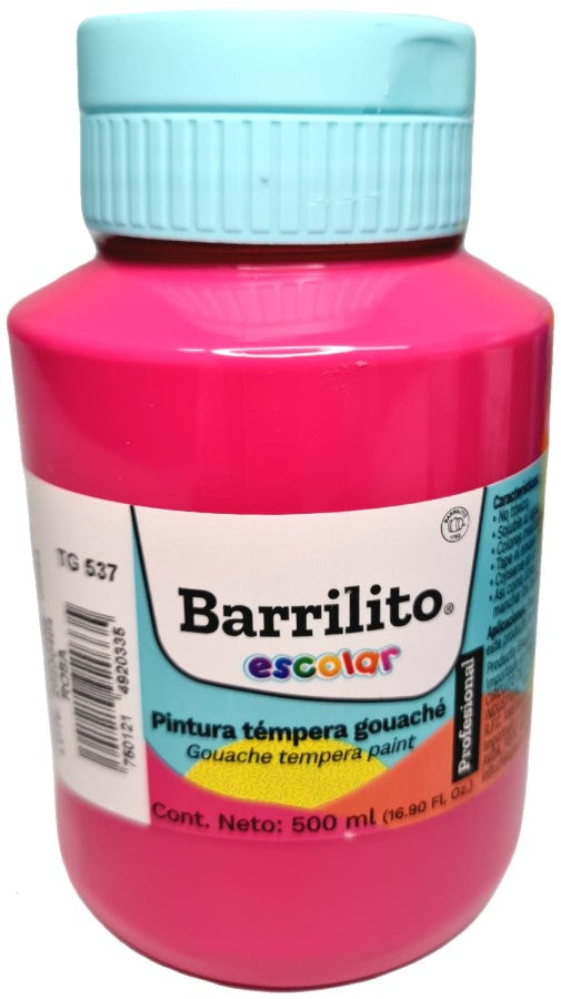 Pintura Témpera Gouaché 500ml Rosa Barrilito® TG537 Contenedor plástico 7501214920335 01