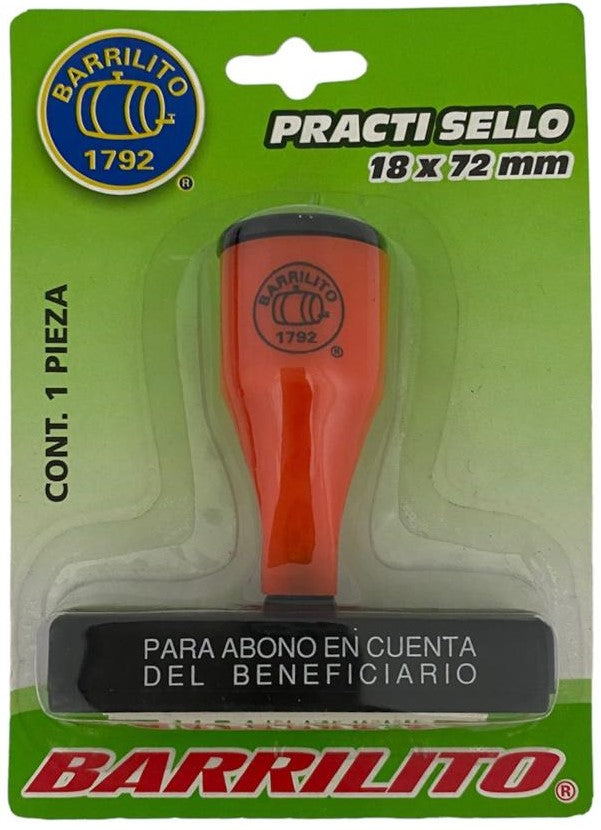 Sello con leyenda de goma simple "ABONO a CTA" 18×72mm Barrilito® 30004 Pieza 7501214915249 01