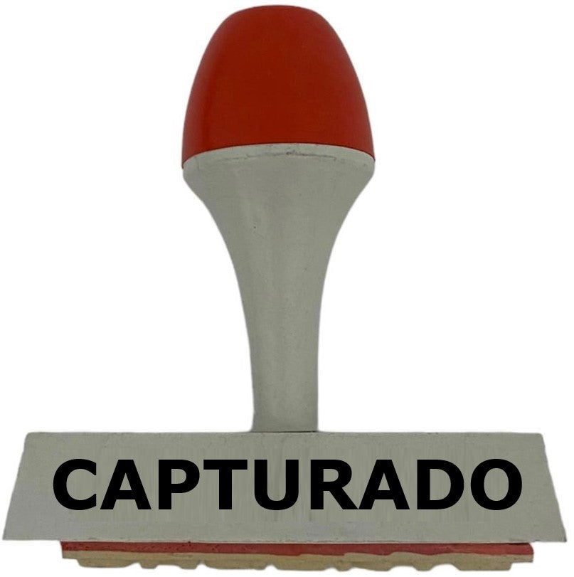 Sello con leyenda de goma simple "CAPTURADO" 18×72mm Barrilito® 30008 Pieza 01
