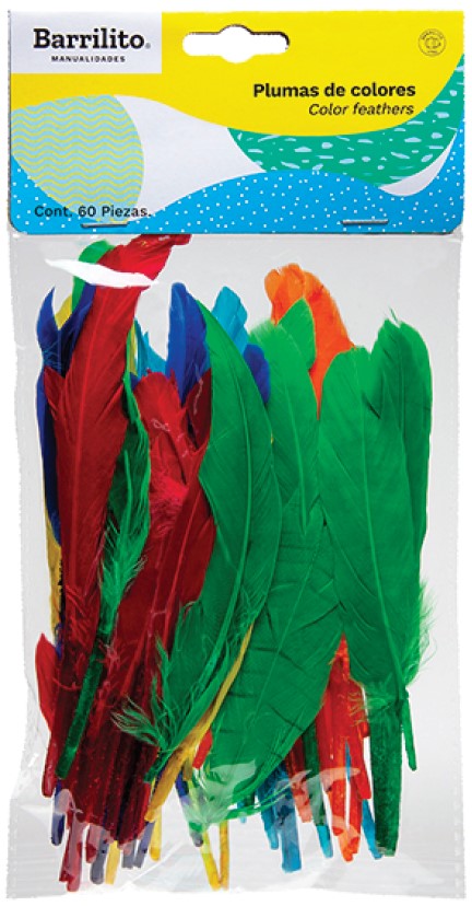 Pluma de Ave c/60 Colores Chica Barrilito® F009 [Pieza] 7501214910251