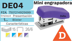 Engrapadora Mini c/Grapas 500 Escolar STD Delta® DE04 [Pieza] 7501214925699 2