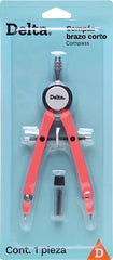 Compás Escolar Precisión Brazo Corto c/Puntillas Metal Colores Delta® CDB115 [Pieza] 7501214923244