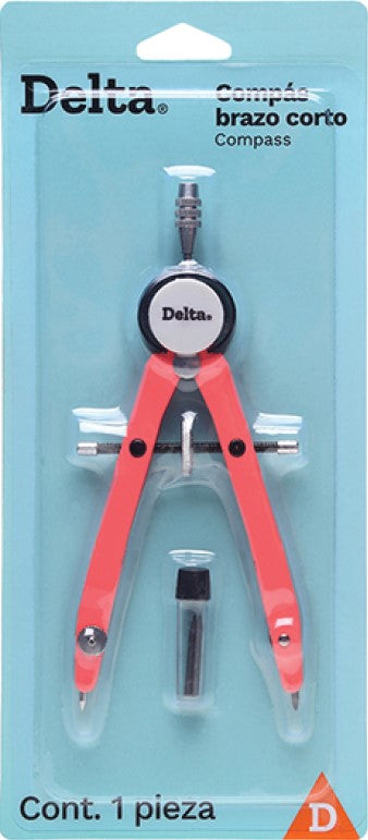 Compás Escolar Precisión Brazo Corto c/Puntillas Metal Colores Delta® CDB115 [Pieza] 7501214923244