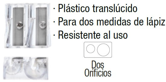 Sacapuntas de Plástico Hacha Doble Translúcido Barrilito® SPT25 [Pieza] 7501214985747