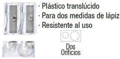 Sacapuntas de Plástico Hacha Doble Translúcido Barrilito® SPT25 [Pieza] 7501214985747