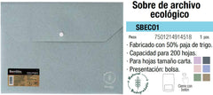 Sobre p/DocumentoPlástico Horizontal c/Broche Colores Ecologi Carta Barrilito® SBECO1 [Pieza] 7501214914518