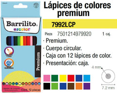 Color de Madera Largos Premium Redondo Colores Est.c/12 Barrilito® 7992LCP [Estuche] 7501214979920