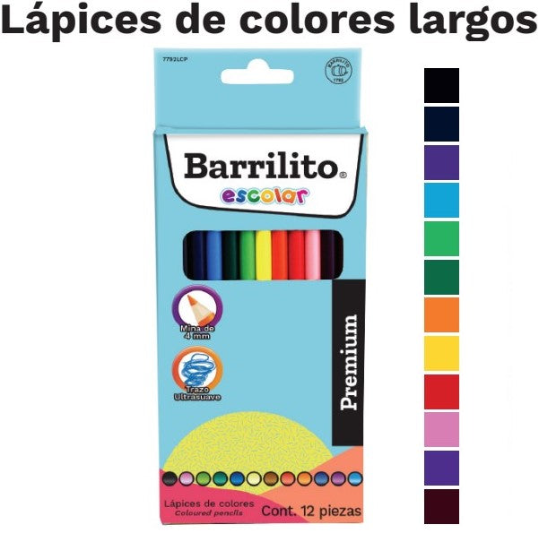 Color de Madera Largos Redondo Colores Est.c/12 Barrilito® 7992LCP Estuche 7501214979920