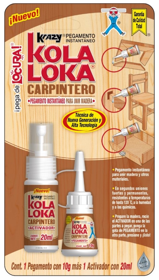 Adhesivo Instantáneo Carpintero+Activador 20ml 10g KolaLoca® [Pieza] 7501102625298