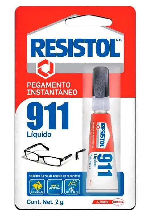 Adhesivo Instantáneo 911 Liquido 2g Resistol® [Pieza] 7501199402727 Imagen principal del producto