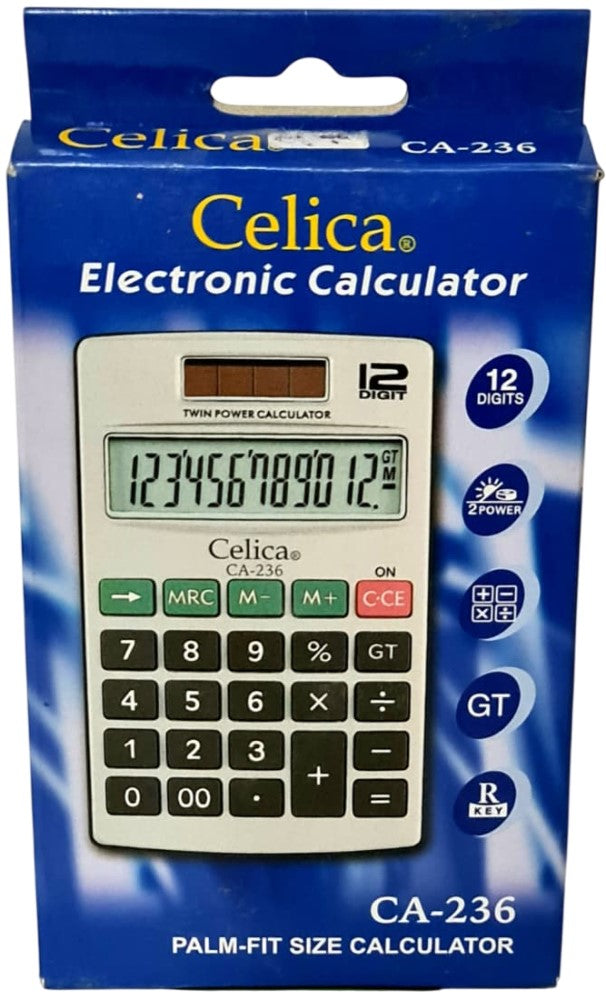 Calculadora Básica Bater. DC/Solar c/Cartera 12 Dígitos 7×11.5cm Celica® CA-236 [Pieza] 7501953300535 5