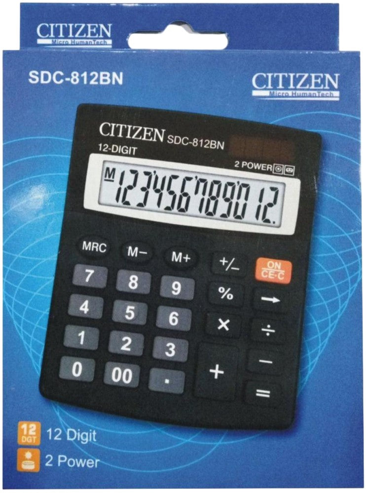 Calculadora Semi-Escritor 12 Dígitos 10½×13cm Citizen® SDC-812-BN [Pieza] 4562195133322 2