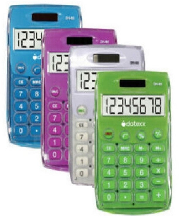 Calculadora Básica Bater. Colores Neón 8 Dígitos datexx® DH-60-CB Pieza 767469410602